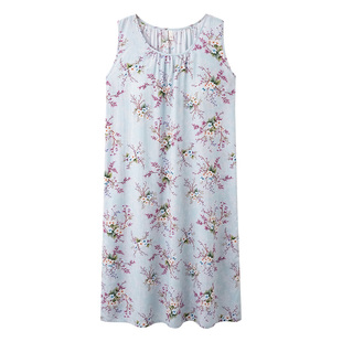 带胸垫背心吊带睡裙女春夏季棉绸中长款无袖人造棉防凸点睡衣坎肩