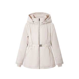 XII BASKET十二篮商场同款冬款宽松休闲运动长款收腰连帽羽绒服女