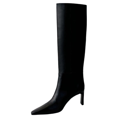 彭姐气质尖头显瘦长靴女