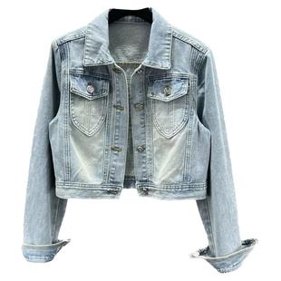 短款牛仔外套女2025年春季新款小个子修身显瘦ins港风夹克上衣潮