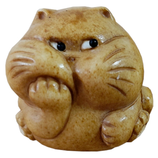 鹿角根付托腮猫招财猫文玩手串diy配饰隔珠三通手机挂钥匙扣包挂