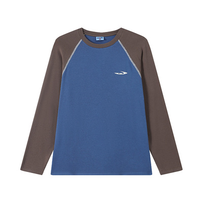 江南先生NewJNXS美式撞色三针五线插肩T恤秋植绒印花情侣休闲上衣