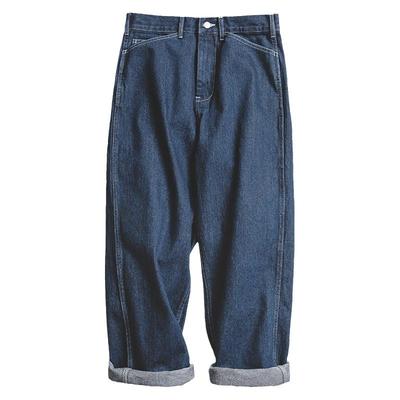 马登工装美式复古直筒深蓝色坠感