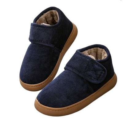 冬季加绒魔术贴防滑棉拖鞋