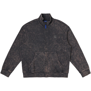 Lee商场同款25秋冬新品舒适版立领拉链水洗风格铁灰色男卫衣外套