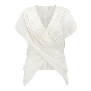 【deepmoss】蕾虎新款水泽交叠褶涧上衣时尚设计感衬衫labelhood