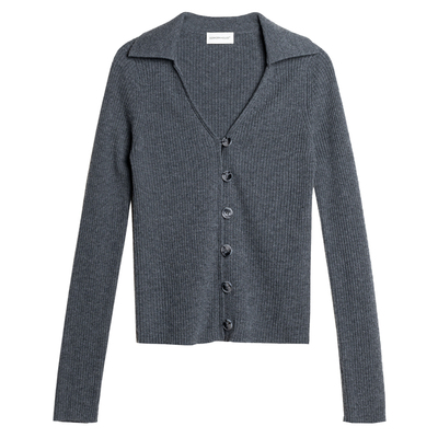 羊毛羊绒v领开衫针织衫女