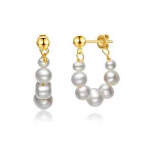 天然淡水珍珠七珠耳圈时尚简约风网红爆款耳环气质女耳饰节日礼物