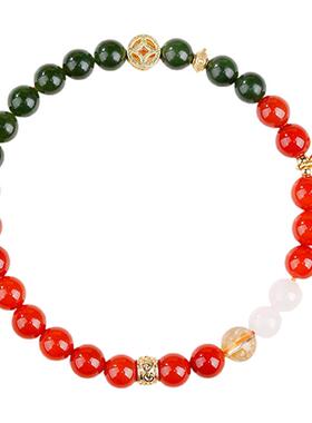 天然碧玉南红玛瑙多宝和田玉手串