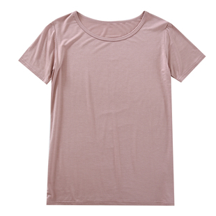 莫代尔棉女士睡衣短袖单件上衣薄圆领纯色t恤白色打底衫大码半袖