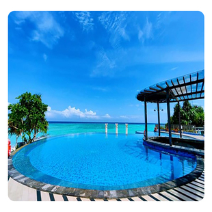 寰亚假期 仙本那邦邦岛白珍珠度假村 马来西亚沙滩别墅无边泳池