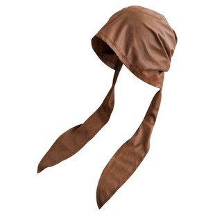 韩系高级感皮质头巾帽个性时髦辣妹包头帽子复古绑带棕色堆堆帽潮