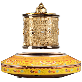 电动悬浮转轮家用指捻转筒桌面转动发光金桶手拨摆件