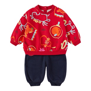 巴拉巴拉童装儿童套装男童宝宝拜年服女童上衣2026新款秋冬两件套