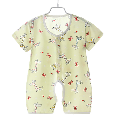 宝宝绵绸睡衣爬服夏薄人造棉棉绸