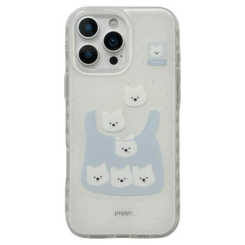 ins小众可爱西高地狗狗购物袋适用苹果17手机壳iphone16ProMax新款15promax女13双层16pro带挂饰14全包保护套