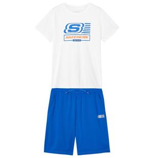 Skechers斯凯奇童装2022年夏季新款中大童运动短裤男女童短袖套装