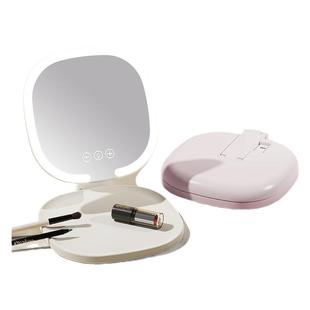 LED化妆镜可折叠带灯便携式随身ins风学生宿舍台式桌面镜高清智能