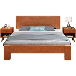 实木床现代简约北欧轻奢松木1.8米1.5橡胶木双人床主卧单人床床架