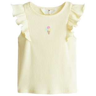 HM童装儿童女童背心冬季刺绣图案内搭打底背心1300771