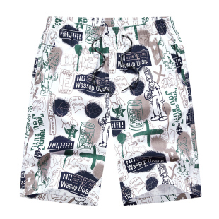 2025新款短裤男夏季薄款纯棉沙滩裤子潮流居家宽松外穿印花五分裤