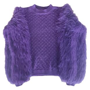 长毛绒毛衣女加厚1斤3两女中大童圆领套头保暖秋冬时尚洋气针织衫