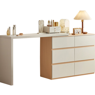 林氏木业梳妆台斗柜一体化妆桌伸缩双人书桌林氏办公林氏家居