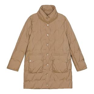 SANI商场同款品质高充绒量95鹅绒中长款羽绒服26冬立领绗缝外套女