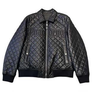 男士欧货轻薄羽绒服2025秋冬新款潮重工烫钻刺绣字母PU皮机车外套