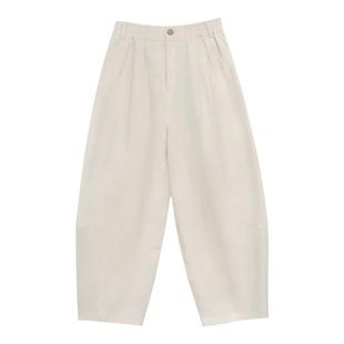 2026春季新款阔腿裤女长绒棉女裤大轮廓白色气球裤休闲宽松百搭