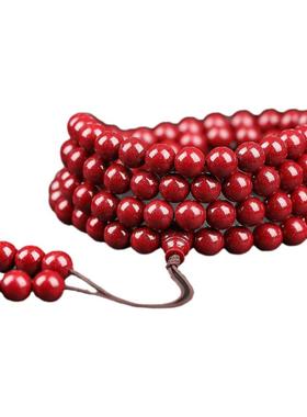普陀山朱砂108颗手串男女正品佛珠盘玩文玩转运珠手链官方旗舰店