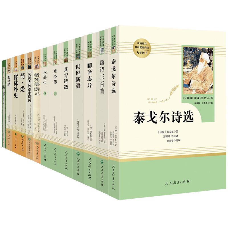 九年级上册下册阅读课外书名著13本全套原著正版 人民教育出版社艾青诗选水浒传简爱儒林外史世说新语聊斋志异泰戈尔格列佛围城