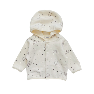 宝宝衣服秋冬季男女童连帽加绒保暖上衣婴幼儿外出小开衫婴儿外套