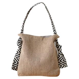 庸庸文艺布包女新品单肩帆布包2025复古麻布包慵懒风通勤百搭包包