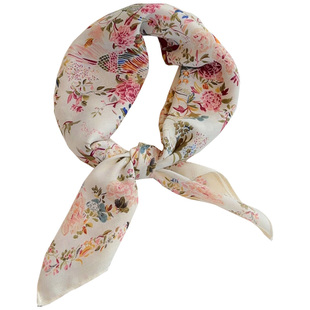 小清新碎花棉麻小方巾围巾女春季新款百搭装饰丝巾绑包韩版小领巾