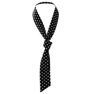 韩系黑色波点丝巾女2025新款系脖发带绑带高级感飘带围巾细窄长条