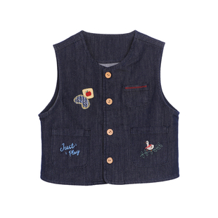 小O爸男婴童 宝宝春秋套装2026新款牛仔马甲婴儿气质春装周岁衣服