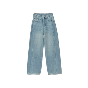 包容性巨好!~加绒弯刀牛仔裤女秋冬新款加厚保暖宽松阔腿拖地裤