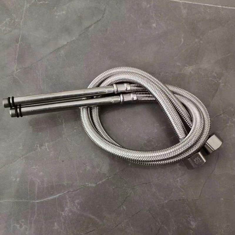 冷热水龙头进水管菜盆 面盆冷热上水管304不锈钢编织尖头进水软管