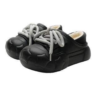 秋冬季大头厚底情侣棉拖鞋秋冬季男女外穿加绒包跟保暖棉鞋雪地靴