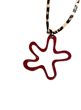 红色镂空花朵爱心项链女秋冬