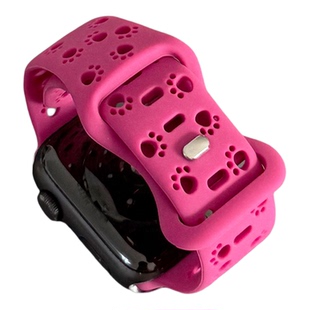 透气猫爪镂空硅胶可爱iwatch表带S10适用苹果SE手表s9小众新款678