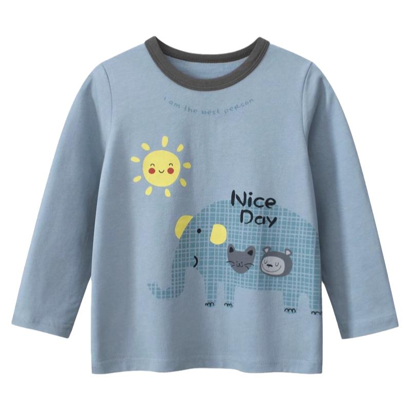 27kids品牌童装秋季新品儿童纯棉打底衫 男孩长袖t恤圆领宝宝衣服