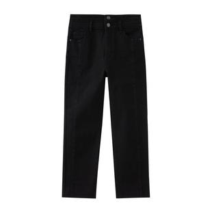 水云间女装 高腰深色休闲通勤弹力牛仔裤九分裤冬季新款