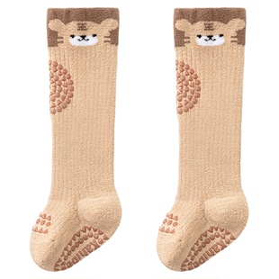 婴儿长筒袜秋冬款男女童儿童袜子不勒腿过膝加厚珊瑚绒防滑地板袜