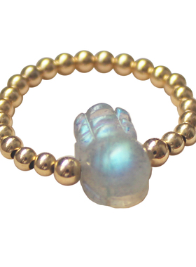 貔貅戒指印记灰月光石招财转运