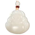 玉说和田玉羊脂白玉佛吊坠女款玉坠玉石项链大肚佛笑佛公玉佩挂件