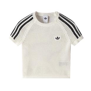 Adidas阿迪达斯三叶草女装2026夏季新款CROCHET TEE短袖T恤KE0200