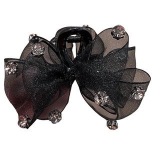 韩国网纱蝴蝶结水钻小号抓夹女2026新款高端发夹侧边刘海夹子头饰