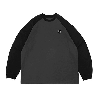 STA国潮美式刺绣S星插肩长袖T恤